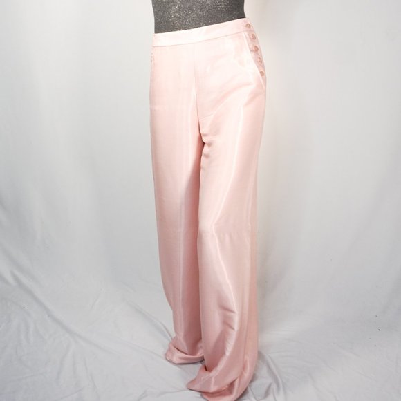 RALPH LAUREN Theodora Wide Satin Pink Pants NWOT - Picture 2 of 6